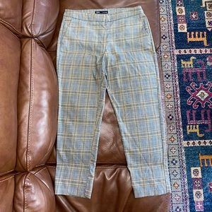 Zara gray and mustard plaid pants